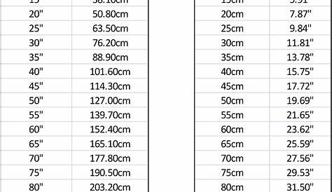 16 Cms Into Inches Height Conversion Chart In Word And Pdf Formats