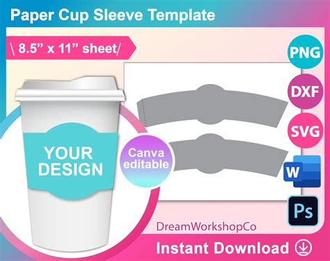 16 Oz Coffee Cup Sleeve Template