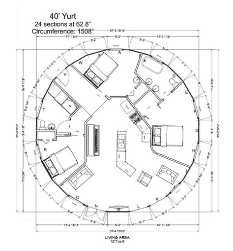 16 ft yurt floor plan