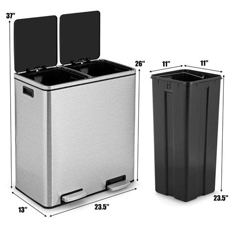 16 gallon stainless steel dual trash recycle can