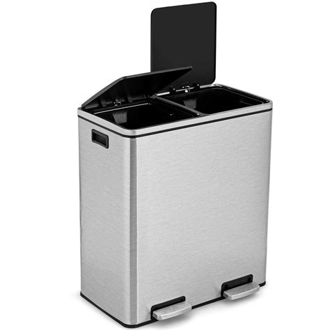 16 gallon stainless steel dual trash recycle can