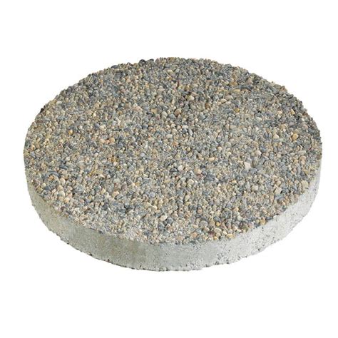 16 in round exposed aggregate gray concrete patio stone