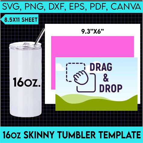 Download 16oz Tumbler Wrap Template SVG File - SVG Design Commercial Use DXF Files