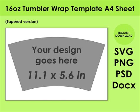 Download 16oz Tumbler Wrap Template SVG File - SVG Design Files