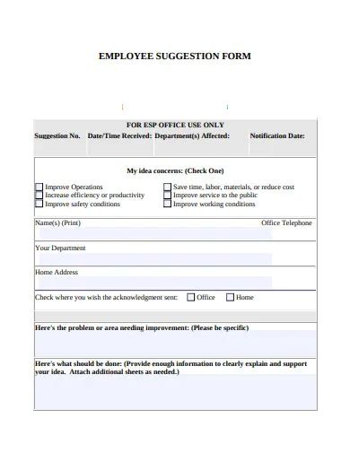 18+ Employee Suggestion Form Templates - Google Docs, Word, Pages, PDF