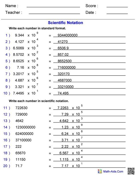18 Best Images of Scientific Notation Worksheet Answer Key - Operations