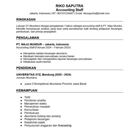 18 Contoh Cv Accounting Png