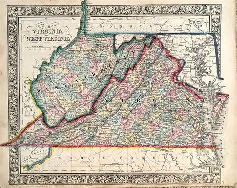 Map 1863 Map County Map of Virginia and West Virginia Entered Etsy