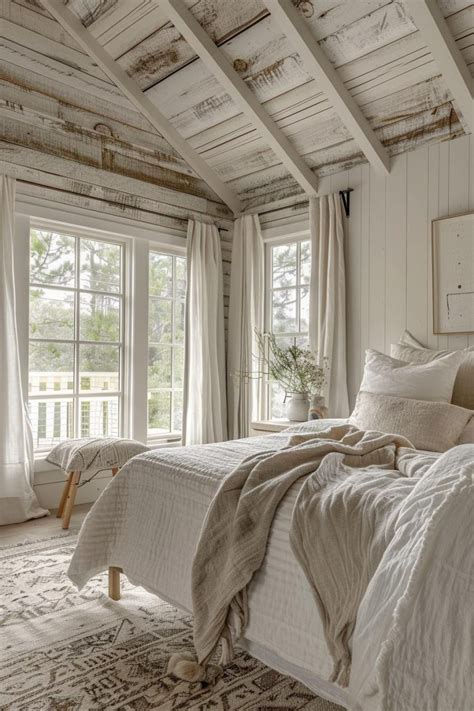 19. Keep it light and neutral in a farmhouse bedroom