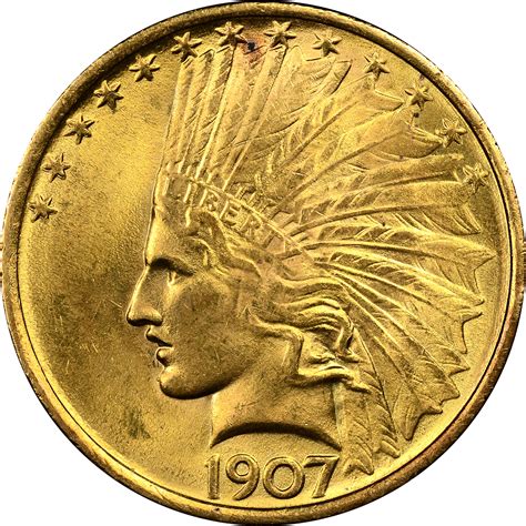 1907 indian head 10 dollar gold coin value