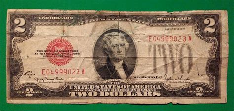 1928 red two dollar bill