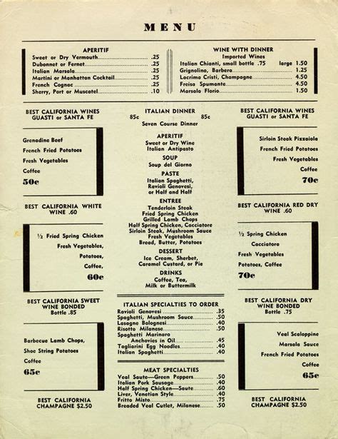 1930 classic kitchen menu