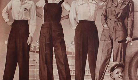 Women's 1940s Style Pants, Overalls, Blue Jeans
