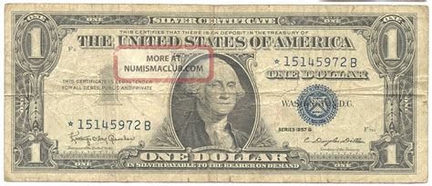 1957 Star Note 1 Silver Certificate One Dollar Cg015