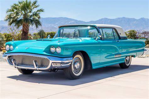 The striking silhouette of a 1958 Ford Thunderbird, showcasing its distinctive 'square' design.