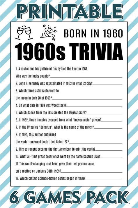 1960s Trivia Questions And Answers Printable