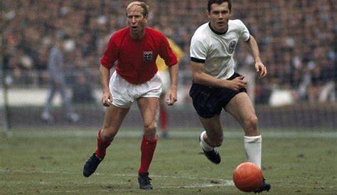 Franz Beckenbauer (right) still contests Geoff Hurst's 'goal' in the