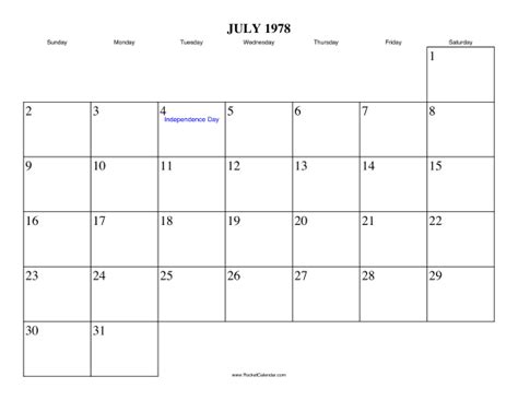 1978 July Calendar