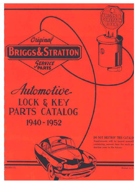 1985 Briggs & Stratton Automotive Lock And Key Catalog