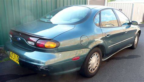 Front view of a 1997 Ford Taurus, showcasing its distinctive 'New Edge' design