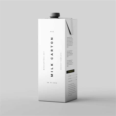 1L Milk Carton Box Mockup