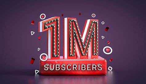 Metallic 1m Youtube Subscribers Badge With Gold Ribbon And Dark Color