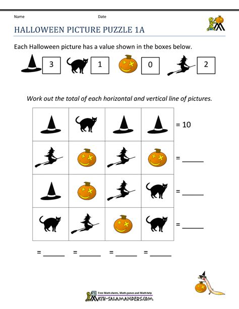 1st Grade Halloween Worksheets