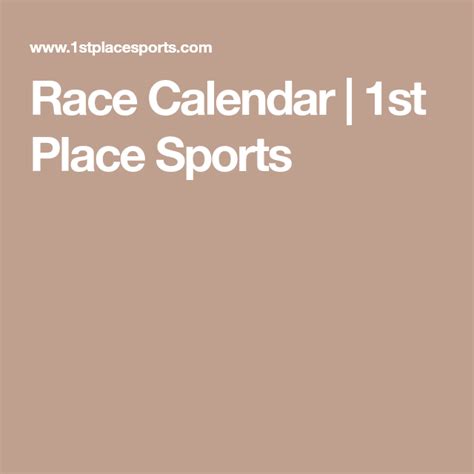 1St Place Sports Race Calendar