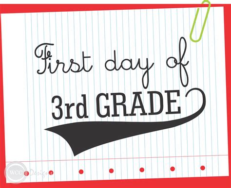 1st Day Of 3rd Grade Printable Sign