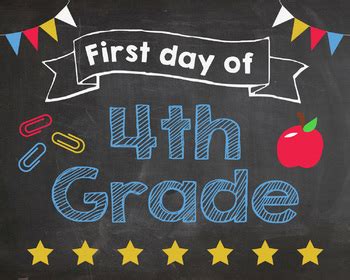 1st Day Of 4th Grade Printable Sign