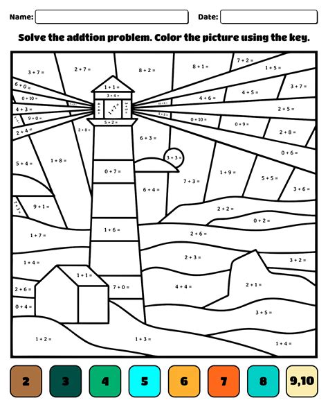 1st Grade Addition Coloring Worksheets