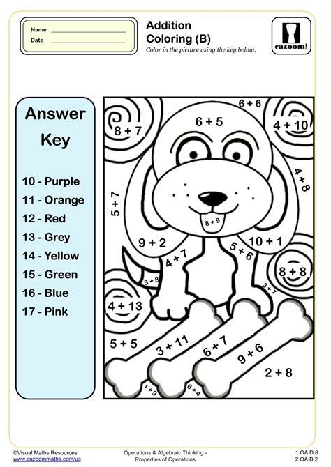 1st Grade Math Addition Coloring Worksheets