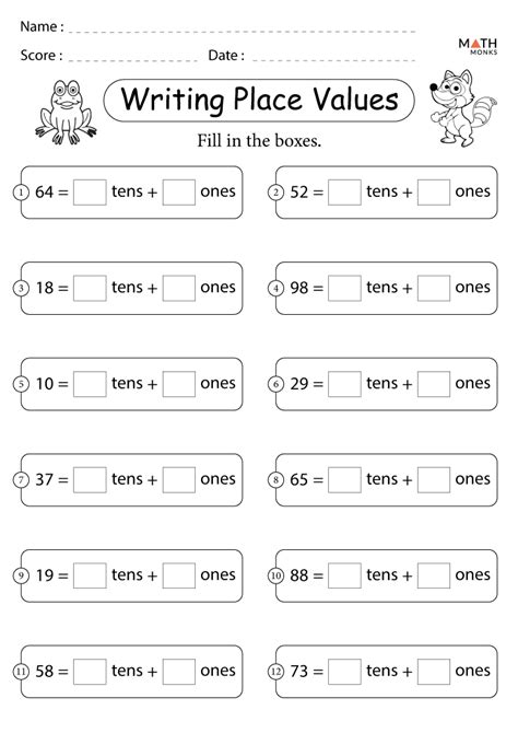 1St Grade Math Place Value Worksheet