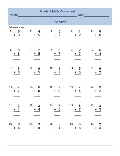 1St Grrade Math Printables