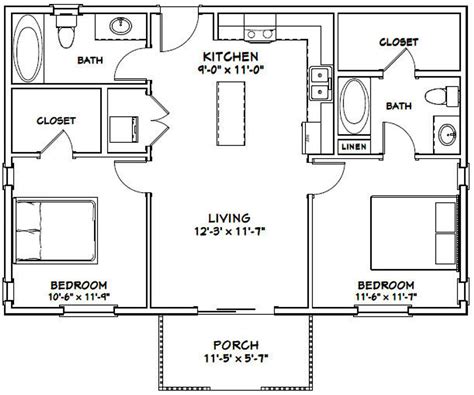 The Perfect 2 Bedroom 2 Bath Walk-In Shower Small House Plans For 2023