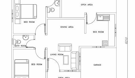 2 Bedroom House Plan Drawing Samples Two Bed Room Modern DWG NET Cad Blocks And