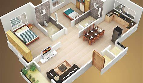 2 Bedroom House Plans 3d View Real Estate 3D Floor Plan ,