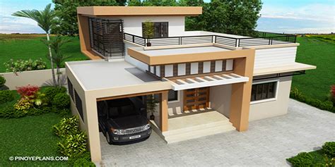 Two Storey Residential House with Roof Deck