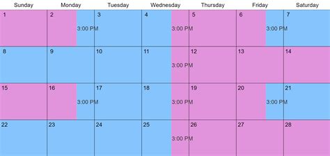 2 2 5 Custody Schedule Template