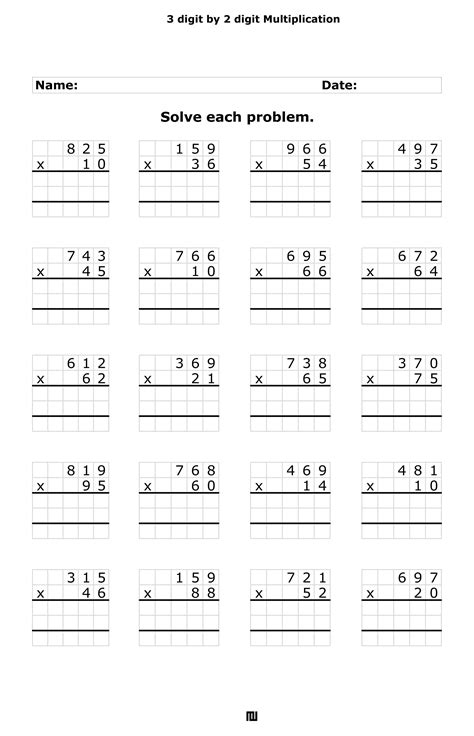 Unlock Your Child's Potential with These 2 and 3 Digit Multiplication Worksheets PDFs!