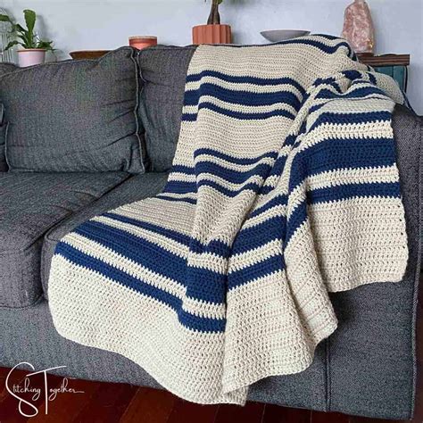 2 Color Striped Crochet Blanket