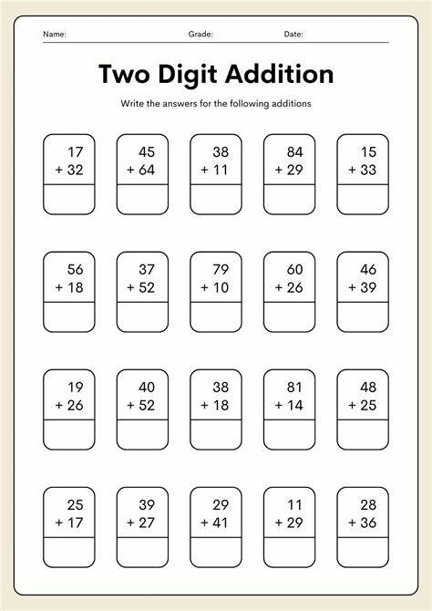 2 Digit Math Worksheets – Free Printable Practice Sheets Pdf - Great
