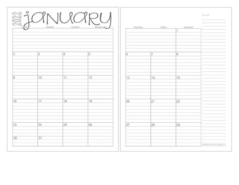 2 Page Monthly Calendar 2022 Printable Free