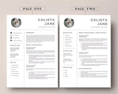 2 Page Resume Templates – Free Editable Template & Examples - Great ...