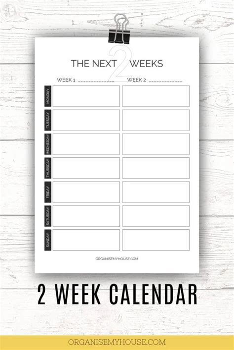 2 Weeks Calendar