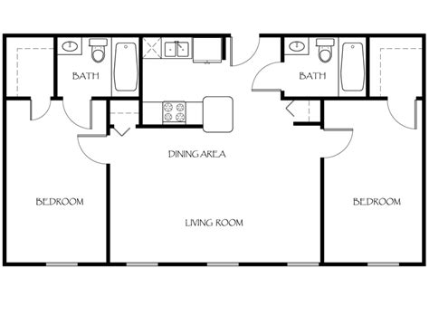 2 Bedroom 2 Bath Split Floor Plan