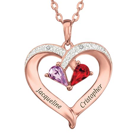 mirukumura.store:2 birthstone heart necklace