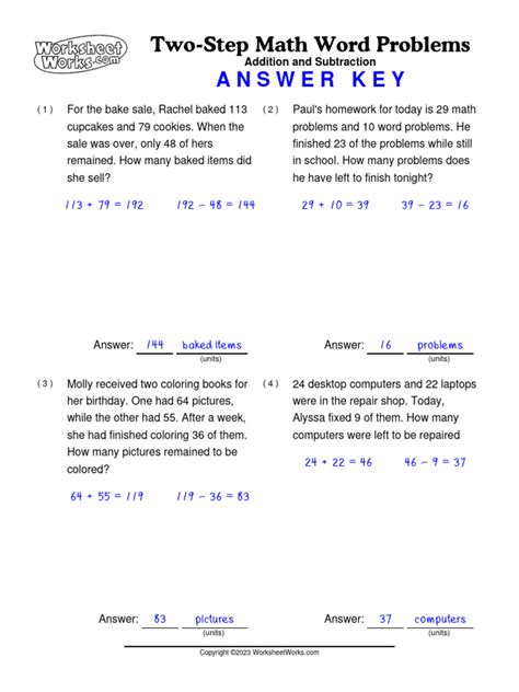2 step word problems with answers