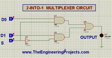 2 to 1 multiplexer in proteus