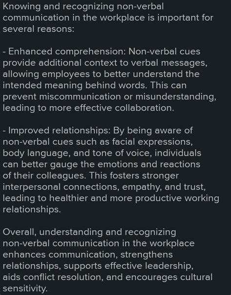 2 why is knowing and recognizing non verbal communication important in the workplace